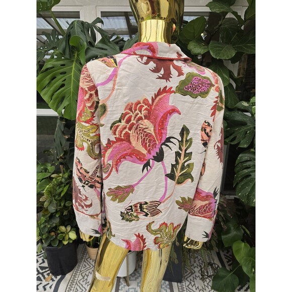 Anthropologie Raphael Balme Flannel Pajama Top Womens Floral Paisley Sleep Small - Picture 4 of 7